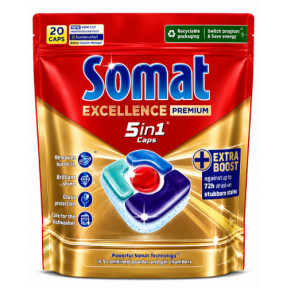 Капсули для посудомийної машини Somat Excellence Premium 5in1 Original Fresh, 20 шт.